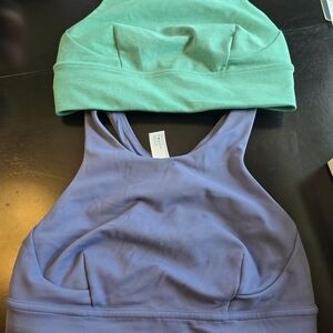 Lululemon Sports Bra Size 6 Green Blue Nylon Blend Racerback Yoga Breathable